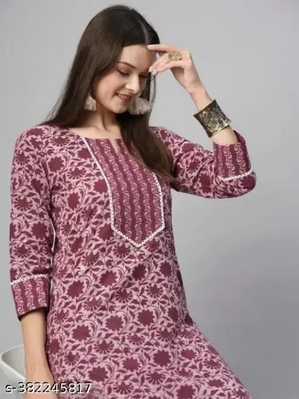 Women Cotton Kurta Pant Set - M