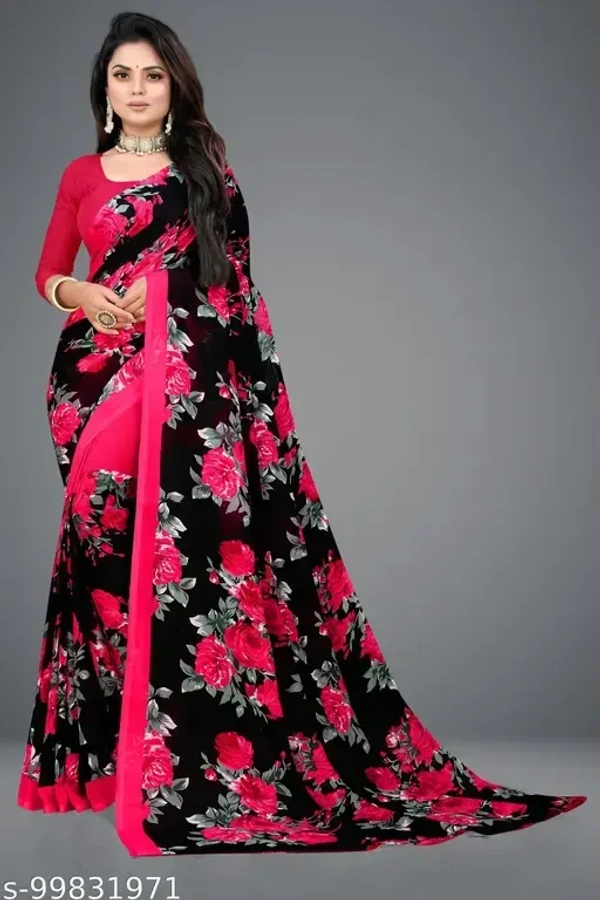 SHUBHSWAR Daily Wear georgette Saree with unstitched Blouse Piece - Free Size