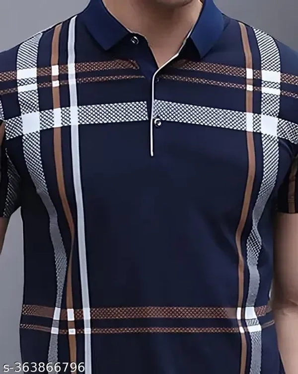 AOOSH Men's Checked Polo Black Tshirts - XL