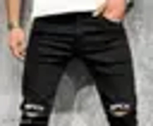Men Denim Printed Black Jeans - 28