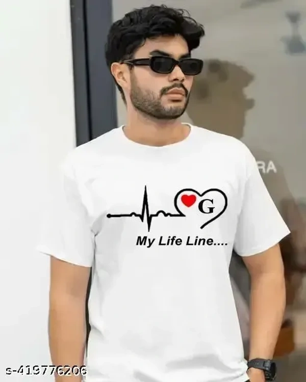 Half Sleeve Life Line G tshirt for men and boys white tshirt