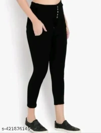 BLACK 5 BUTTON BLACK JEANS. - 26