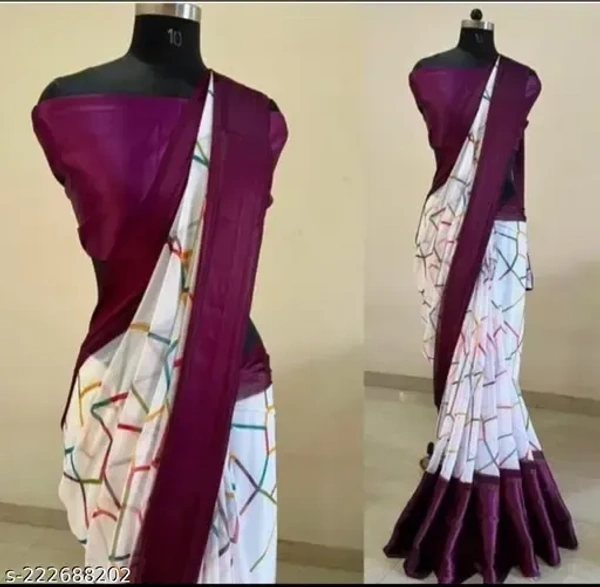 best satin silk printed saree - Free Size