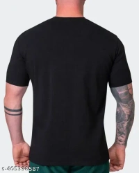Men'S Fashion Short Sleeves T-Shirt | Black Casual Wear Men'S Tee | Men'S Streetwear T-Shirt | Polyester Summer Tee Collection For Men'S | Trendy Designs T-Shirt For Men'S | - S