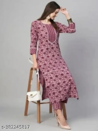Women Cotton Kurta Pant Set - M
