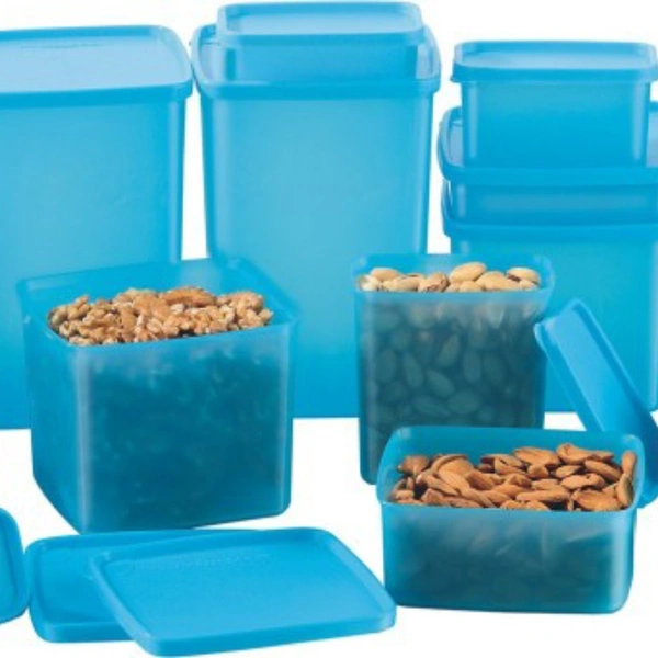 MASTER COOK - 500 ml, 200 ml, 300 ml, 100 ml, 2000 ml, 600 ml, 400 ml, 250 ml, 1200 ml Polypropylene Grocery Container  (Pack of 21, Blue) - Blue