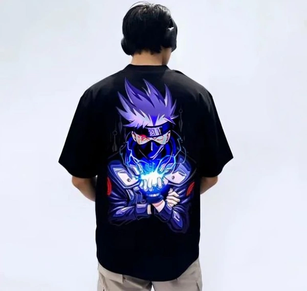 Noruto Uzumaki, Itachi Uchiha,Sasuke Uchiha, Kakashi Hatake, Printed T-shirt For Man  - Black, XXL