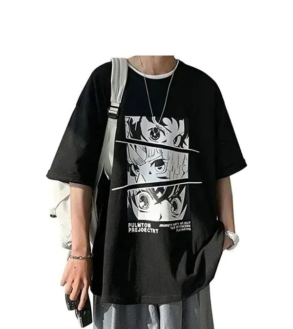 PREEO Oversized Tshirt For Men/Oversized Tshirt For Men/Tshirts/Tshirt Men Cotton Blend  - Black, XL