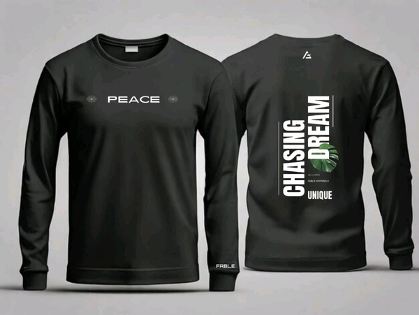 FABLE Peace Men's Full Sleeves T-Shirt - Black, XL