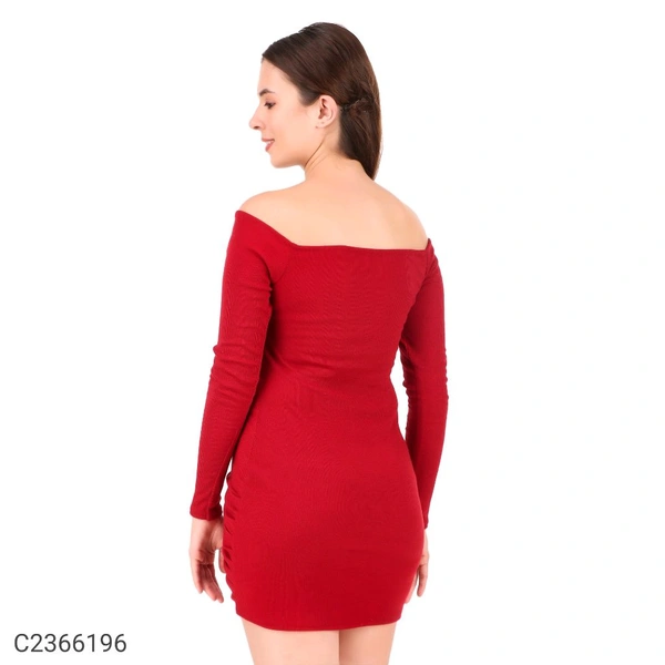 Women's Lyra Off Shoulder Bodycon Drawstring Short Dress
 - Red, S