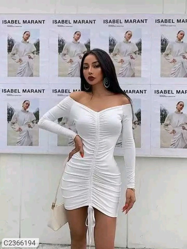 Women's Lyra Off Shoulder Bodycon Drawstring Short Dress
 - White, M