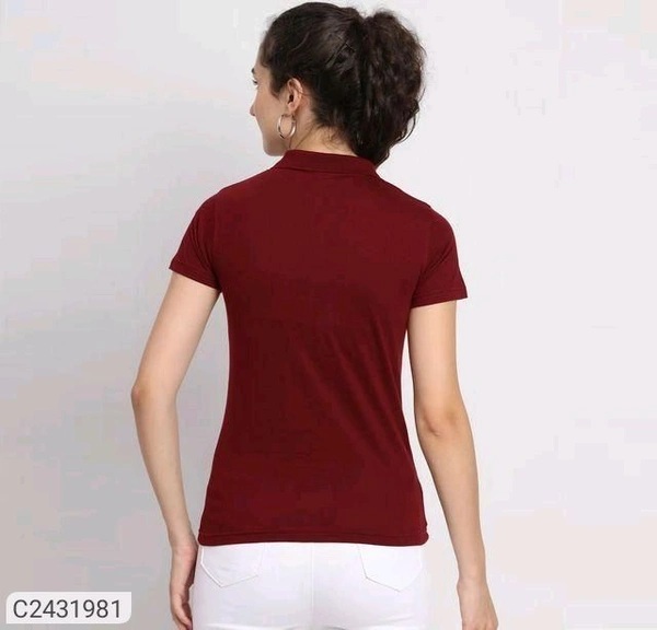 Ketex Maroon Cotton Blend Polo Neck Tshirt - Maroon, M
