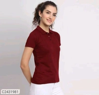 Ketex  Cotton Blend Polo Neck Tshirt - Maroon, L