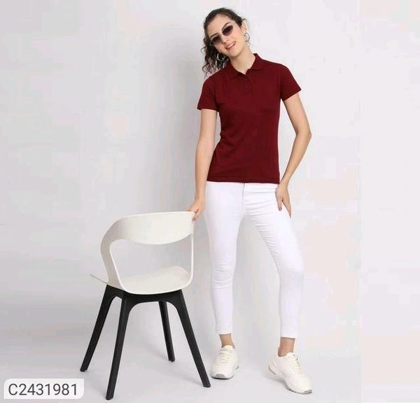 Ketex  Cotton Blend Polo Neck Tshirt - Maroon, XXL
