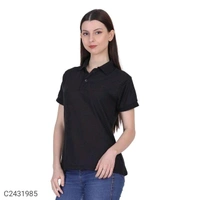 Ketex  Cotton Blend Polo Neck Tshirt - Black, M
