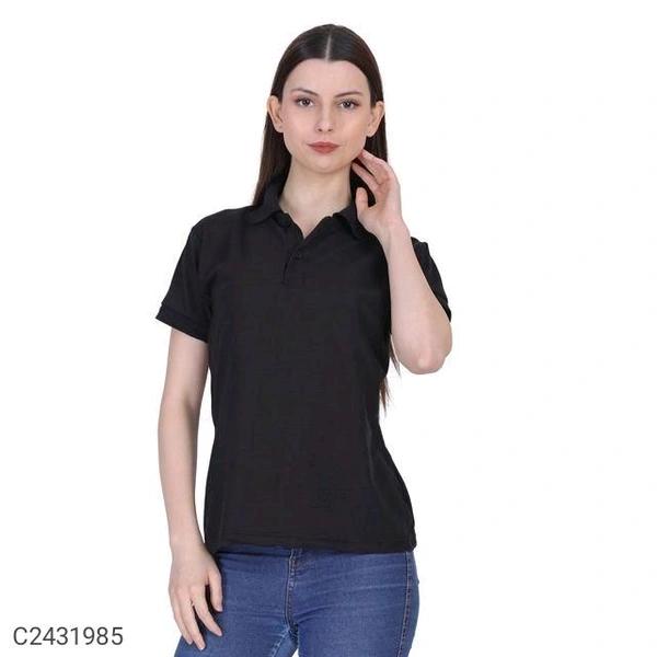 Ketex  Cotton Blend Polo Neck Tshirt - Black, L