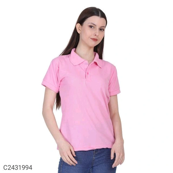 Ketex  Cotton Blend Polo Neck Tshirt - Blush Pink, M