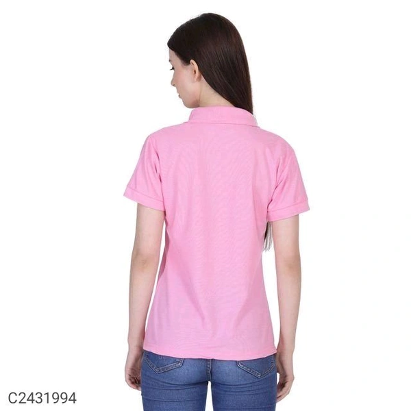 Ketex  Cotton Blend Polo Neck Tshirt - Blush Pink, L