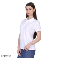 Ketex  Cotton Blend Polo Neck Tshirt - White, L