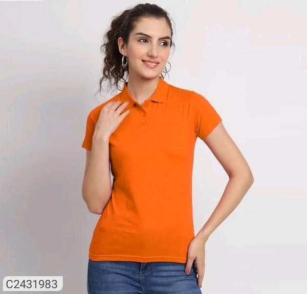 Ketex  Cotton Blend Polo Neck Tshirt - Blaze Orange, XL