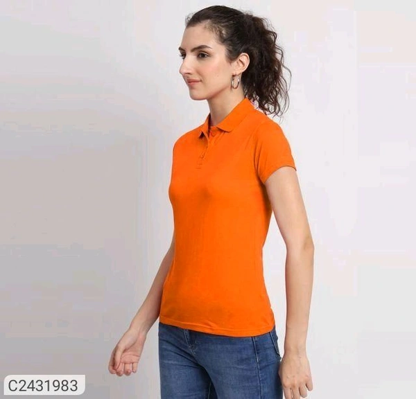 Ketex  Cotton Blend Polo Neck Tshirt - Blaze Orange, XXL