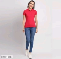 Ketex  Cotton Blend Polo Neck Tshirt - Red, M