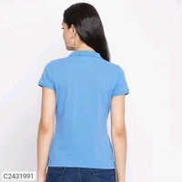 Ketex  Cotton Blend Polo Neck Tshirt - sky blue, M