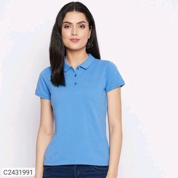 Ketex  Cotton Blend Polo Neck Tshirt - sky blue, L