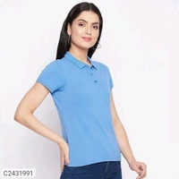 Ketex  Cotton Blend Polo Neck Tshirt - sky blue, L