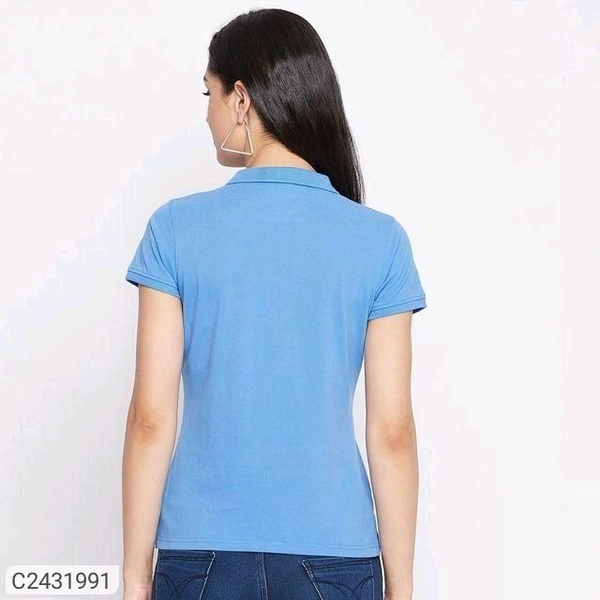 Ketex  Cotton Blend Polo Neck Tshirt - sky blue, L