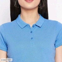 Ketex  Cotton Blend Polo Neck Tshirt - sky blue, L