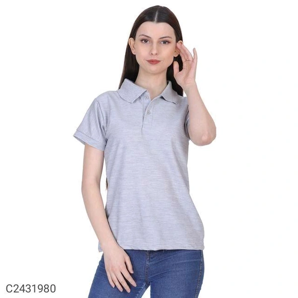 Ketex  Cotton Blend Polo Neck Tshirt - Gray, L