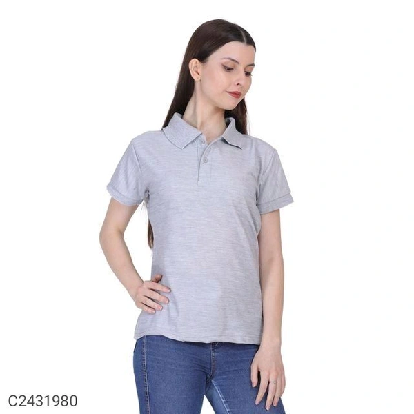 Ketex  Cotton Blend Polo Neck Tshirt - Gray, L
