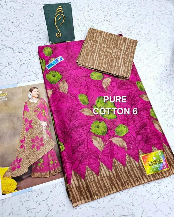 PureCotton 6 - 5.50saree+ 1 mtr blouse