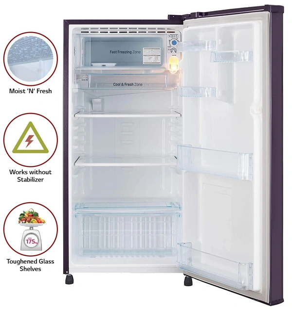 LG 188 L 3 Star Inverter Direct-Cool Single Door Refrigerator (GL-B191KPDX, Purple Dazzle) - Hiranagar Kathua Samba, Credit & Debit Cards