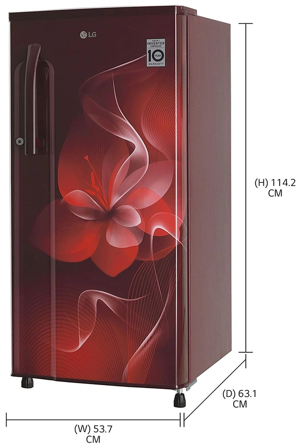 LG 188 L 3 Star Inverter Direct-Cool Single Door Refrigerator (GL-B191KSDX, Scarlet Dazzle) - Credit & Debit Card Accepted