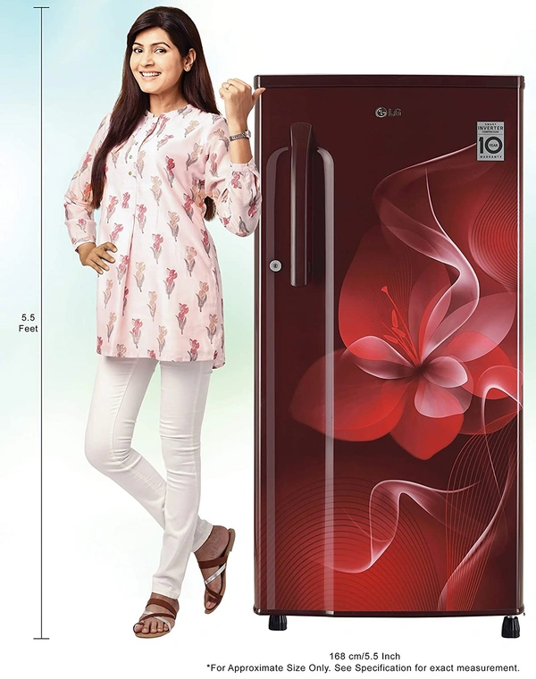 LG 188 L 3 Star Inverter Direct-Cool Single Door Refrigerator (GL-B191KSDX, Scarlet Dazzle) - Credit & Debit Card Accepted
