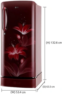LG 190 L 4 Star Inverter Direct-Cool Single Door Refrigerator (GL-D201ARGY, Ruby Glow, Base Stand with drawer) - Credit & Debit Card Accepted
