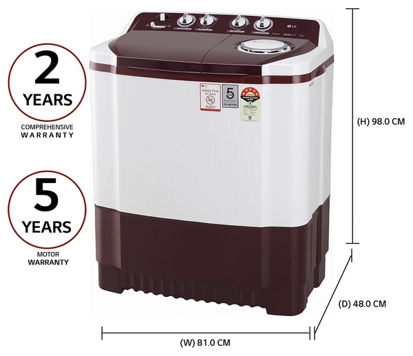 LG 10 kg 5 Star Semi-Automatic Top Loading Washing Machine (P1050SRAZ, Burgundy, Wind Jet Dry), Large - Hiranagar Kathua Jatwal, Credit & Debit Card Accepted, 3-5 Days
