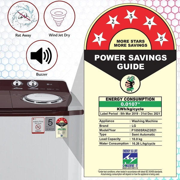 LG 10 kg 5 Star Semi-Automatic Top Loading Washing Machine (P1050SRAZ, Burgundy, Wind Jet Dry), Large - Hiranagar Kathua Jatwal, Credit & Debit Card Accepted, 3-5 Days