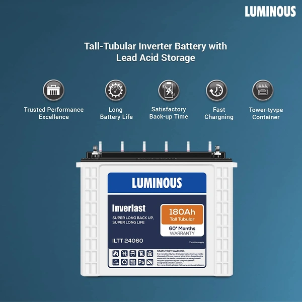Luminous Inverter & Battery Combo for Home, Office & Shops ( Eco Volt Neo 1050 Square Wave Inverter, Inverlast ILTT 24060 180 Ah Tall Tubular Battery) - Kathua Hiranagar Jatwal, Credit & Debit Card Accepted