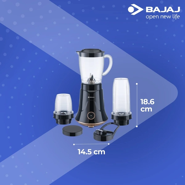 Bajaj NX-01, Powerful 300W Mixer Grinder, Blender, Juicer and Smoothie Maker with Sipper and Store Lids, 3 Jars, Black, Regular - Hiranagar Kathua Jatwal, Credit & Debit Card Accepted
