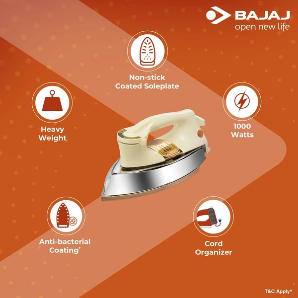 Bajaj DHX 9 1000-Watt Dry Iron (Ivory Color) - Hiranagar Kathua Jatwal, Credit & Debit Card Accepted