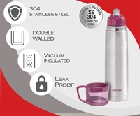 Milton Glassy Flask 750ml Vacuum Flasks- Pink - Hiranagar