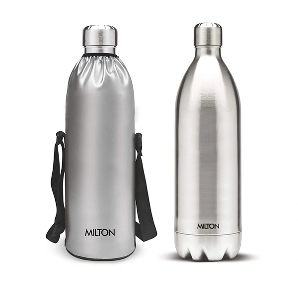 Milton Duo DLX 1500 Thermosteel 24 Hours Hot and Cold Water Bottle, 1.5 Litre, Silver - Hiranagar