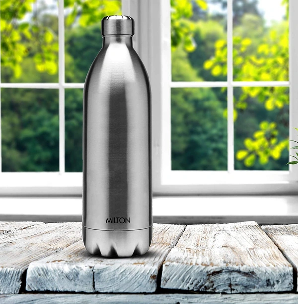 Milton Duo DLX 1500 Thermosteel 24 Hours Hot and Cold Water Bottle, 1.5 Litre, Silver - Hiranagar