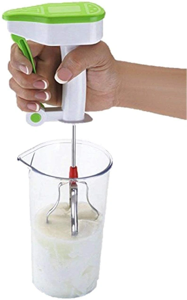 Power Free Non Electric Hand Blender for Making lassi, Soup, chocomilk etc, Plastic Beater for Kitchen use (Multicolor) - Hiranagar