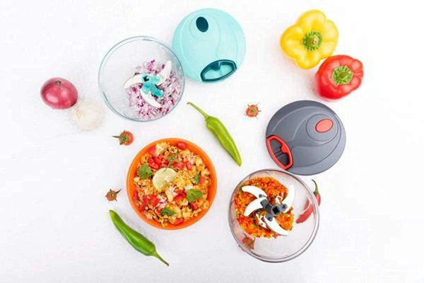 2 in 1 Handy Chopper 6 Blades, Vegetable Cutter Chopper, Vegetable Fruit Nut Onion Chopper, Hand Meat Grinder Mixer Food Processor (900ml) (Multicolour) - Hiranagar, Kathua Samba