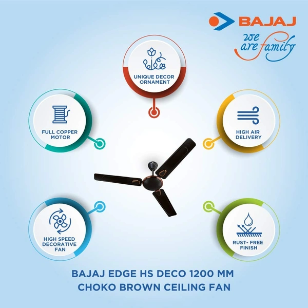 Bajaj Edge HS Deco 1200 mm Ceiling Fan (Choko Brown) - Hiranagar, Kathua Samba