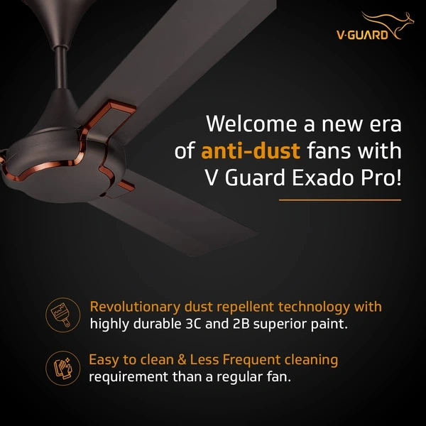 V-Guard Exado Pro Decorative Ceiling Fan with Anti-Dust Technology (1200 mm, 3 Year Warranty) (Choco Brown Matte) - Hiranagar, Kathua Jatwal